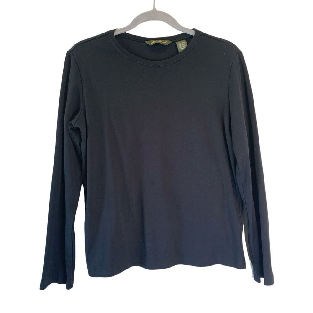 Eddie Bauer Womens M Long Sleeve Crew Neck Top Black